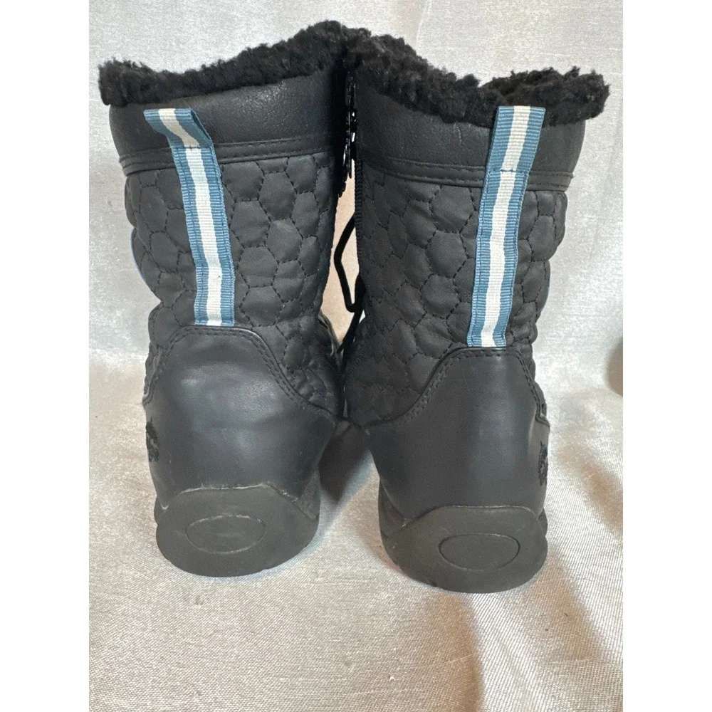 Totes Winter Survivor‎ Black Quilted Lace Up Faux Fur Snow Boots Womens size 10